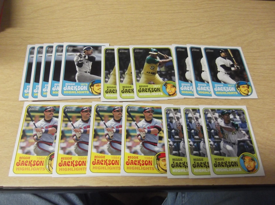 LOTE DE (18) INSERTOS DESTACADOS DE REGGIE JACKSON DE BÉISBOL TOPPS HERITAGE 2018 Foto 1 de 1