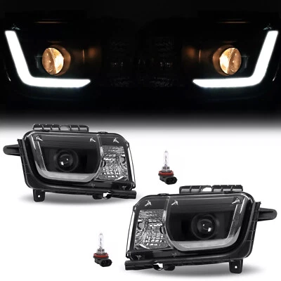 Pair LED Tube Projector Headlights Headlamp Black For Chevrolet Camaro 2010-2013 Foto 1 de 4