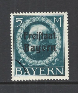 BAVARIA SCOTT 209 USED F/VF - 1919/1920 5m DP BLUE OVERPRINT ISSUE - Bild 1 von 2