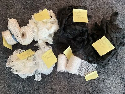 Gran lote surtido de 8 adornos de encaje vintage, flores.   Negro, blanco. Ver fotos Foto 1 de 4