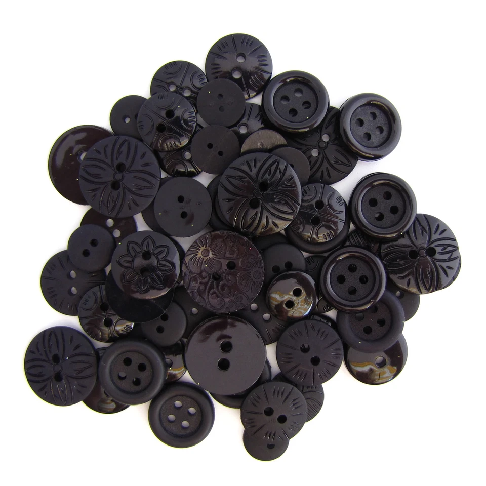 Knopf, schwarz, ca. 30 Knöpfe je Packung, Patchwork, Bastel. Sortiment, rund - Bild 1 von 1
