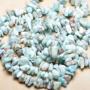 Azul Caribe Larimar Jaspe Raw Material Forma Libre Nuggets Chips Cuentas 40.6cm - Imagen 1 de 1