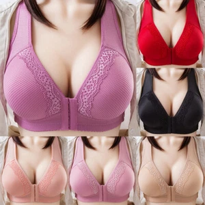 Women Ladies Front Closure Push Up Bra Wireless Underwear Lingerie Top Bras Vest - Picture 1 of 18
