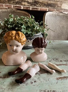 Ceramic Doll Making Kit Parts 2 Heads 2 Arms 2 Legs - Picture 1 of 12