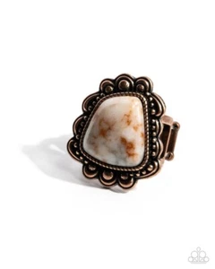 Paparazzi Repurposed Radiance - Copper - Marbled Stone - Ring - Picture 1 of 2