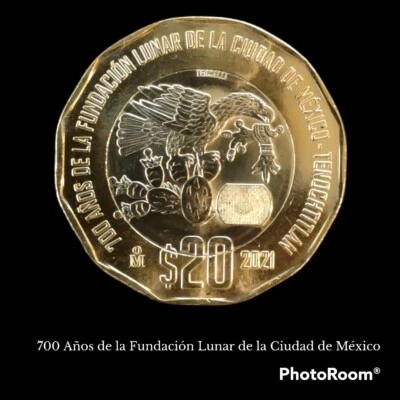 5 MONEDAS DE 20 PESOS 700 AÑOS DE LA FUNDACION LUNAR UNC LOT OF 5 MEXICAN COINS - Image 1 of 4