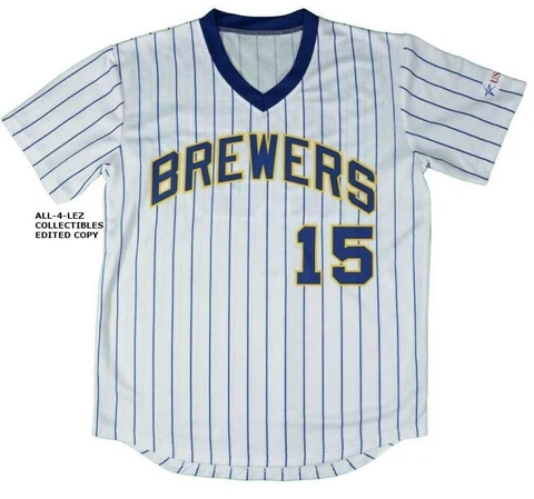 2019 MILWAUKEE BREWERS CECIL COOPER #15 PINSTRIPE SGA REPLICA JERSEY ~ PICK SIZE Cover