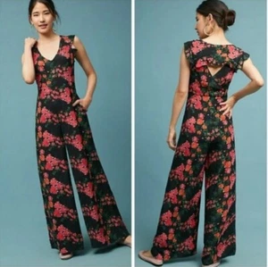 Anthropologie Plenty by Tracy Reese Floral Laurette V-Neck Jumpsuit Size XS - Picture 1 of 10