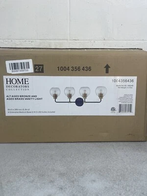 Luz de vaidade Hampton Bay Vista Heights 4 luzes bronze envelhecido e latão HD-1862AB - Imagem 1 de 4