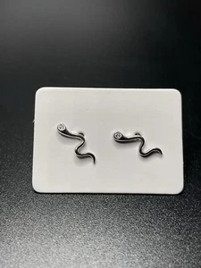 Silver Snake Stud Earrings - Picture 1 of 1