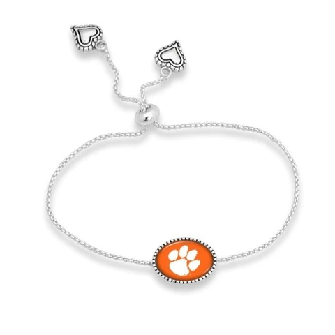 New Clemson Tigers Silver Charm Bracelet, Gift for Her Mom Cover