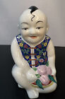 HAPPY BUDDHA~8”x5” Chinese Famille Rose Porcelain Figurine Hand painted Statue