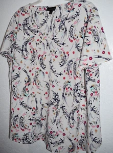 Lane Bryant Blouse 18/20 Pullover V-Neck Floral Short Sleeve Top Lightweight 2X - Picture 1 of 15