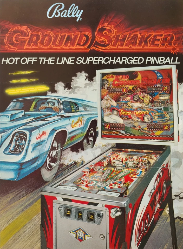Bally Nitro Ground Shaker Pinball Machine Flyer Brochure Original Ephemera  - Image 1 of 2