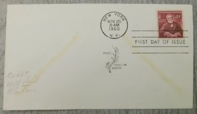 First Day Of Issue Andrew Carnegie NY 1960 Peace Vintage Stamp Envelope Cover - Image 1 of 4