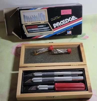 Vtg Retro PRO EDGE  KNIFE SET PRECISION TOOLS Made In The USA Pro # 30820   - Image 1 of 4