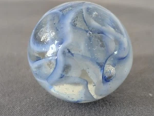 Vintage Veiligglas Dutch Blue Wirepull Wire Pull Glass Marble .79 22mm - Photo 1 sur 5