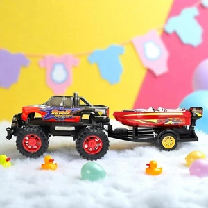 21 Zoll reibungsbetriebener Spielzeug-LKW und Schnellboot Combo-Set schwarz Trailer - Bild 1 von 33
