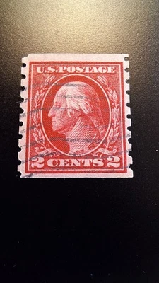 U.S. Stamps Scott #413, U/F/NG, Washington, Dk Carmi, 2 Cent, 1912, P-8 1/2 Vert - Image 1 of 2