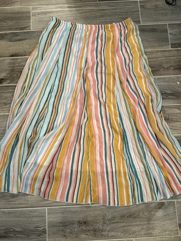Zac & Rachel Women's XL STRIPED  Maxi Full Skirt Flowy Boho Bohemian Lined - Image 1 of 4