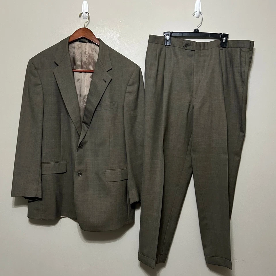 Calça Blazer 40X29 Vintage Anos 90 Hart Schaffner Marx Terno Cinza Claro Xadrez 46R - Imagem 1 de 4