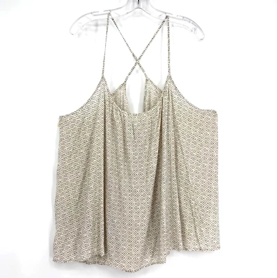Old Navy Tan/White Geometric Print Tank Top Sz XXL Adjustable Straps Cross-Back - Image 1 of 4
