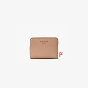 Cartera Kate Spade New York Spencer pequeña de cuero compacta doble pliegue marrón nuez cruda - Imagen 1 de 3
