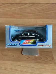 Volkswagen Beetle Black Model Metal Diecast Toy 1:38 Welly- Boxed - Picture 1 of 3