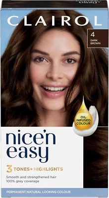 WELLA Clairol Nice'N Easy Crème Permanent Hair Dye, 4 Dark Brown, 230G