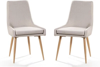 Silla Acento con Patas de Metal Tono Madera para Dormitorio Salón (Paquete de 2) Foto 1 de 4