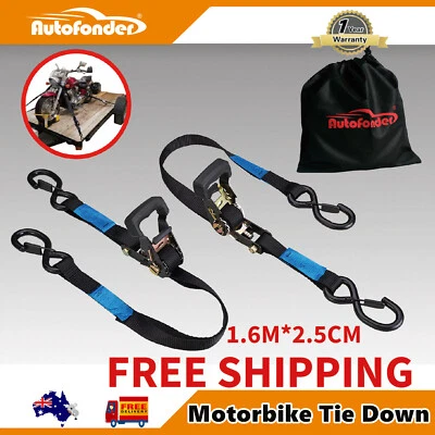 2PC Ratchet Tie Down Straps For Motorbike Motorcycles Motorcross 2.5cm x1.6m - image 1 of 4