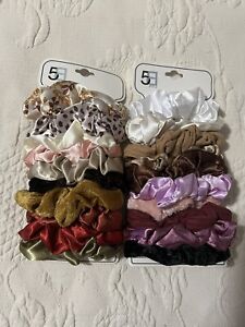 Women’s Multiple Fabric hair scrunchies 10 Ct On Each Card 8$ Each Or 2 For 10$