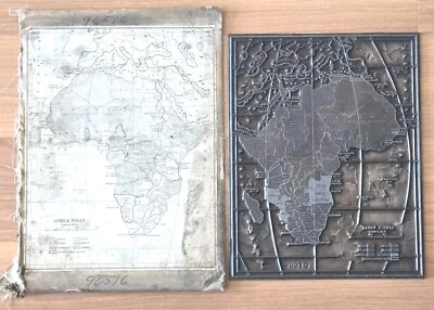 VTG ANTIQUE COPPER AFRICA TODAY MAP PRINTING PRESS BOOK PLATE EGYPT CUT BLOCK  - Image 1 of 4