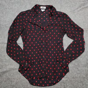 Express Top Womens Extra Small Slim Portofino Polka Dot Roll Tab Office Career - Picture 1 of 10