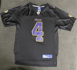 Reebok Minnesota Vikings #4 Brett Favre Football Jersey Yth Sz Large (14-16) Blk - Picture 1 of 12