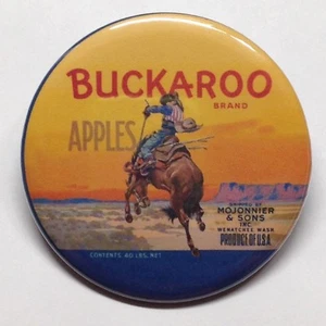 Buckaroo Apples Wenatchee Washington Advertising Pocket Mirror Retro Style - Picture 1 of 2