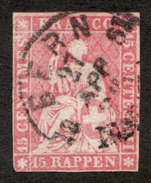 Suiza Helvetia Sc# 17 1854 - Papel tipo fino. Cv$64,50 usado Foto 1 de 1