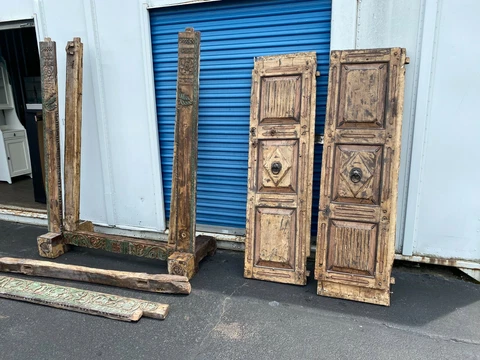 Antique Wood Asian Mogul  Double Doors, Grounding Old World Elements Cover