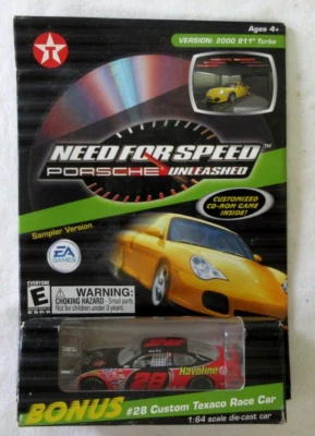 Need For Speed Porsche Unleashed #28 Custom Texaco 1:64 NASCAR Race Car w/CD-Rom - Image 1 of 3