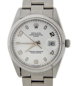 Mens Rolex Date 15200 Stainless Steel Watch Oyster Bracelet White Arabic Dial - Picture 1 of 7
