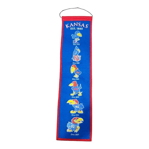 Kansas Jayhawks NCAA Winning Streak Embroidered Heritage Blue Red  Banner Cover