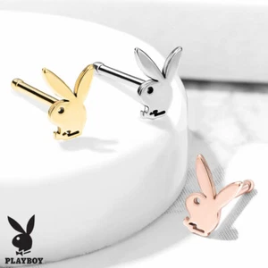 1pc Playboy Bunny Top 20g Nose Ring Stud Nostril Bone Steel Officially Licensed - Picture 1 of 4