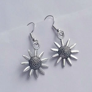 Sunflower Earrings, Dangling Sun flower Earrings, Spring Jewelry, Minimalist - Picture 1 of 1