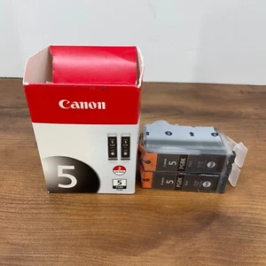 Lot of 2 Genuine Sealed Canon 5 PGBK Black Ink Cartridges New Open Box - Picture 1 of 13
