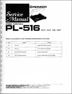 Pioneer PL-516 Turntable Service Manual - Picture 1 of 6