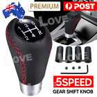 Leather 5 Speed Manual Car Gear Stick Shift Knob Shifter Lever Universal Black