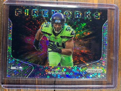 2020 Panini Prizm Football Card Bobby Wagner Fireworks Silver Disco #24 NFL HOF - Image 1 of 2