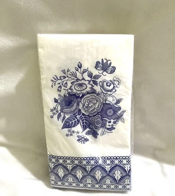 Paper Napkins SPODE Blue Rose 12.875x15.75  GUEST Dinner 32 Ct. New - Image 1 of 2