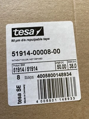 tesafix® 51914, 38mm x 50m, 0.09mm, Transparent, Repulpable Double Sided - Image 1 of 2