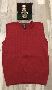 Polo Ralph Lauren Boys Red V-Neck Cable Knit Vest Size XL 18-20 New $79 - Picture 1 of 4